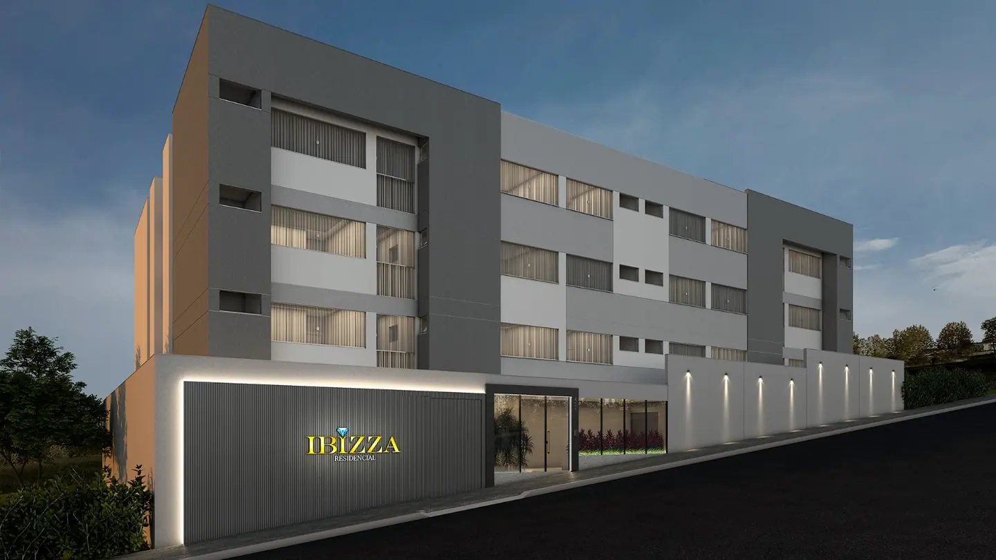 Fachada do Ibizza Residencial ao entardecer