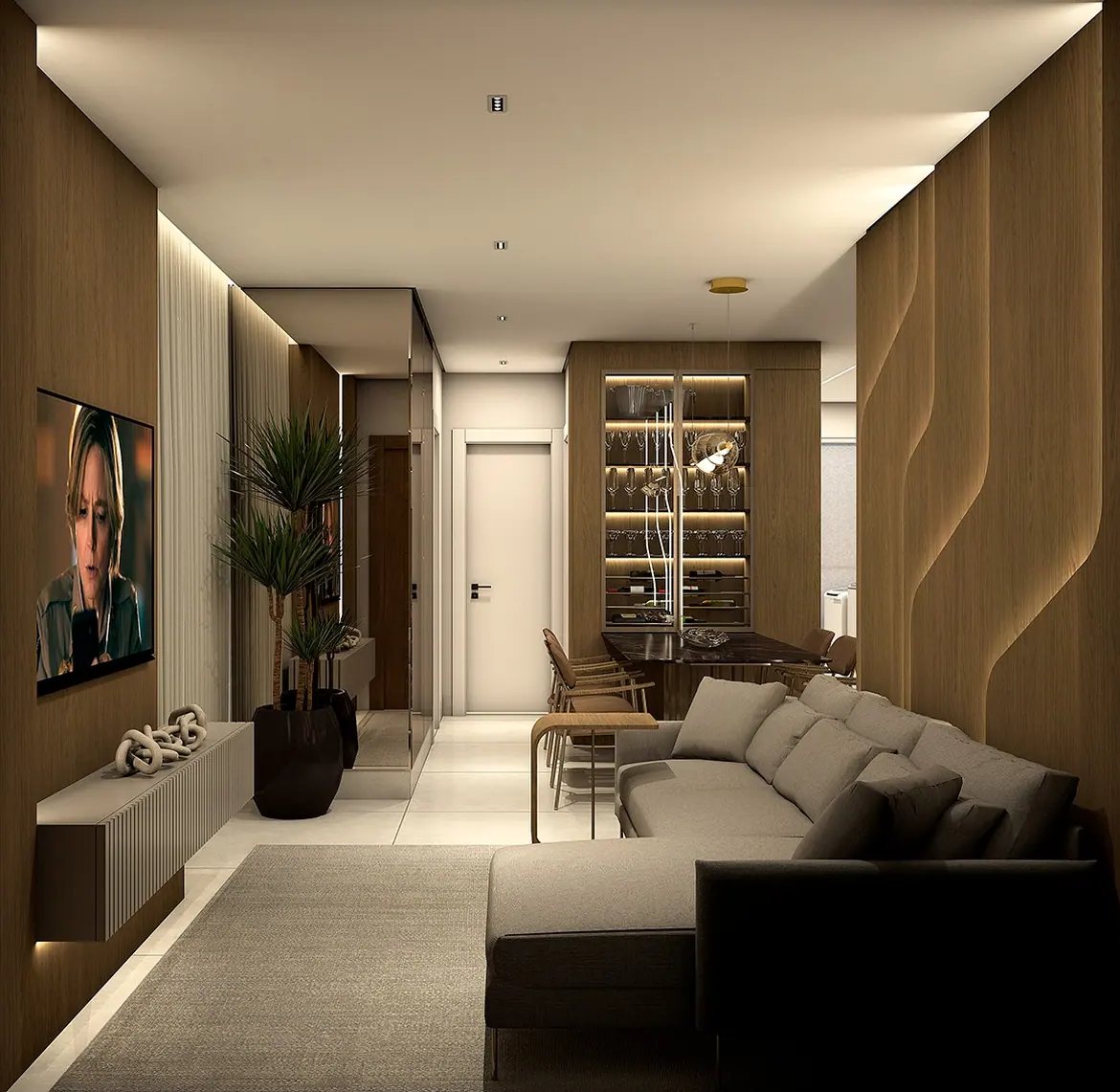 Living integrado do Ibizza Residencial